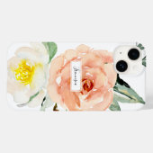 Coques Case-Mate iPhone Fille Florale Aquarelle Corail Fleurs Monogramme (Verso (horizontal))