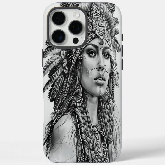 Coques Case-Mate iPhone Fille guerrière indienne plumée (Verso)