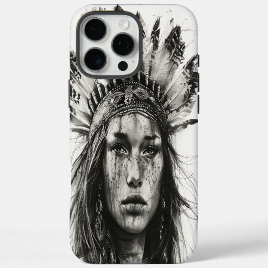 Coques Case-Mate iPhone Fille guerrière indienne plumée (Verso)
