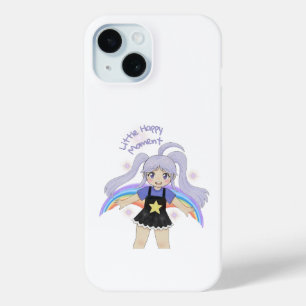 Coque Pour iPhone 15 Fille Heureuse Illustration Dessinée à la Main – P