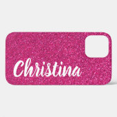 Coques Case-Mate iPhone Fille Hot rose Parties scintillant Nom personnalis (Verso (horizontal))
