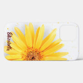 Coques Case-Mate iPhone Fille Jaune Daisy Floral Nom personnalisé (Verso (horizontal))