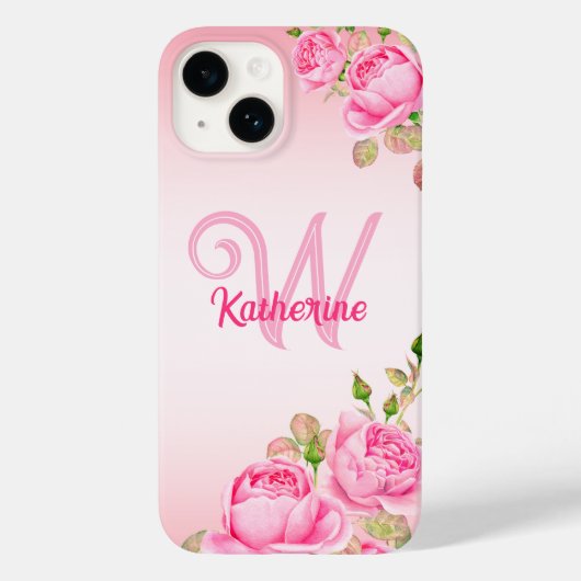 Coques Case-Mate iPhone Fille mignonne mode Monogramme floral (Verso)