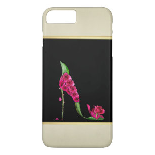 Case-Mate iPhone Case Fille moderne élégante, Noir, Crème, Talon Fleur