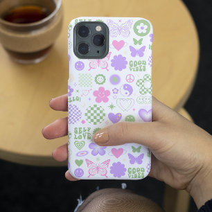 Coque Pour iPhone 14 Plus Fille Moderne Papillon Groovy Good Vibes Y2K