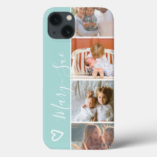 Case-Mate iPhone Case Fille moderne turquoise nom du coeur 4 photos gril