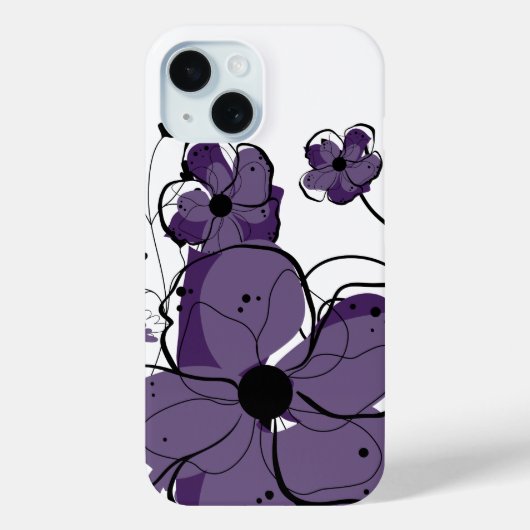 Coques Case-Mate iPhone Fille moderne violet et fleurs blanches (Verso)