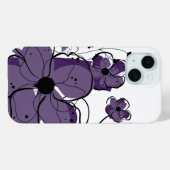 Coques Case-Mate iPhone Fille moderne violet et fleurs blanches (Verso (horizontal))