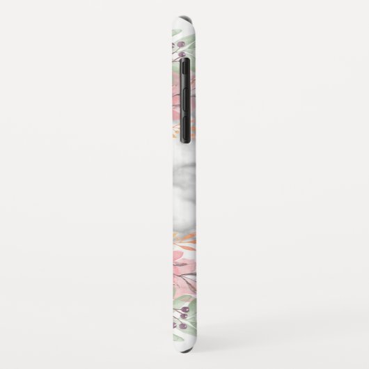 Coques Case-Mate iPhone Fille Monogramme Marbre Aquarelle Florale (Dos/Gauche)