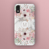 Coques Case-Mate iPhone Fille Monogramme Marbre Aquarelle Florale