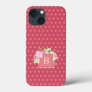 Case-Mate iPhone Case Fille monogramme rose et corail rose Floral