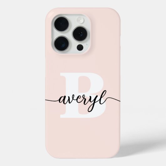 Coques Case-Mate iPhone Fille Monogramme rose pâle Script Nom monogramme (Verso)
