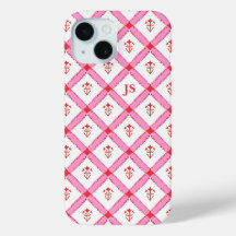 Fille Motif rose et rouge avec initiales