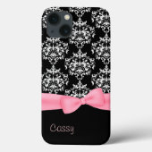 Coques Case-Mate iPhone Fille Noir & Blanc Damas (Verso)