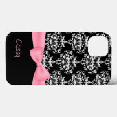 Coques Case-Mate iPhone Fille Noir & Blanc Damas (Verso (horizontal))