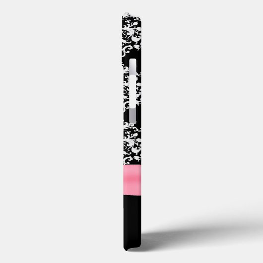 Coques Case-Mate iPhone Fille Noir & Blanc Damas (Verso / Gauche)