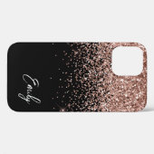 Coques Case-Mate iPhone Fille Noir Blush Rose Rose Parties scintillant or  (Verso (horizontal))