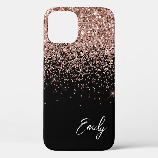Coques Case-Mate iPhone Fille Noir Blush Rose Rose Parties scintillant or (Verso)