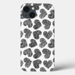Coques Pour iPhone Fille noir et blanc coeur d'amour motif