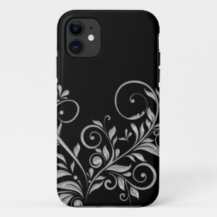 Etui iPhone Case-Mate Fille Orné Noir Argent Tourbillons Floraux iPhone5