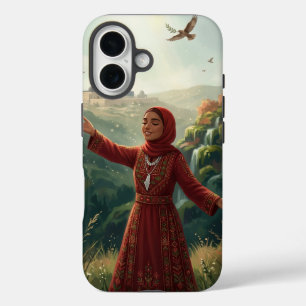Coques iPhone 16 Fille palestinienne en robe traditionnelle Tatreez