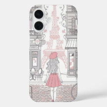 Fille Parisienne - Tour Eiffel mignonne et rue du
