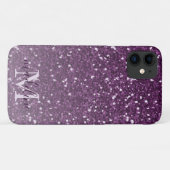 Coques Case-Mate iPhone Fille Parties scintillant Plum Nom Monogrammé iPho (Dos (Horizontal))