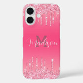Coques Case-Mate iPhone Fille Parties scintillant rose goutte Monogramme A (Verso)