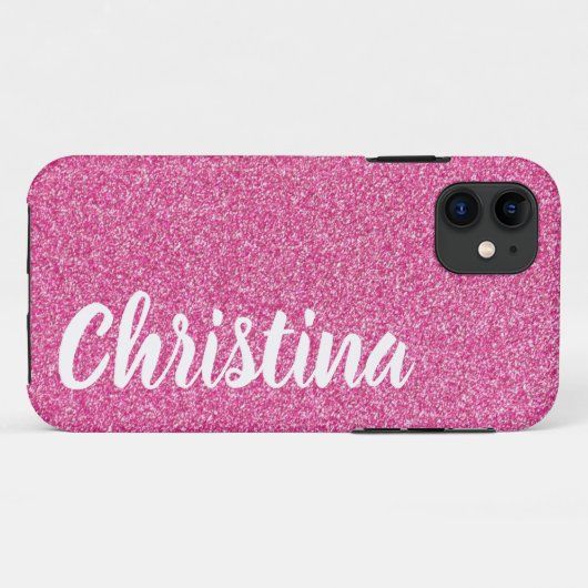Coques Case-Mate iPhone Fille Parties scintillant rose Nom personnalisé (Dos (Horizontal))
