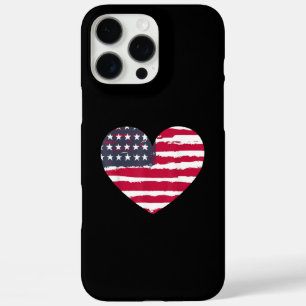 Coques iPhone 16 Pro Max Fille patriotique Drapeau américain Cœur 4 juillet