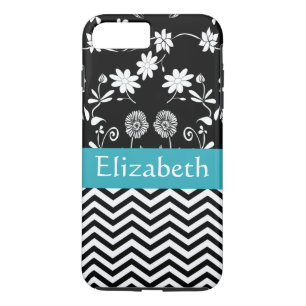 Coque iPhone 8 Plus/7 Plus Fille personnalisée Mod Daisies & Chevron avec nom