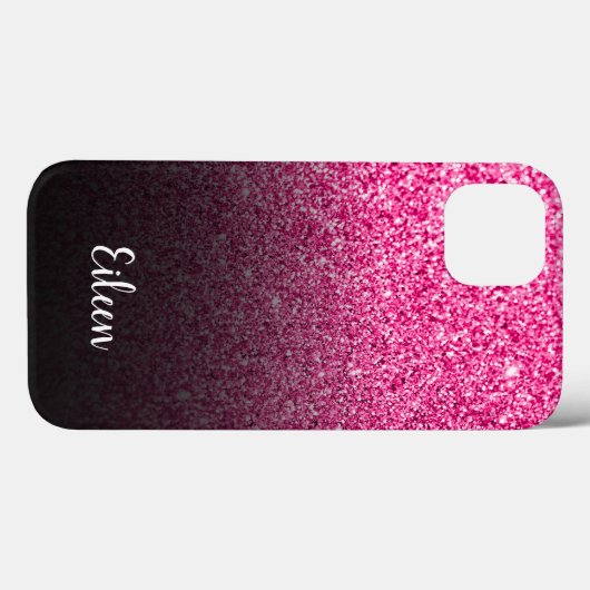 Coques Case-Mate iPhone Fille personnalisée Parties scintillant rose chaud (Verso (horizontal))