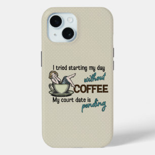 Coque Pour iPhone 15 Fille Pin-up Accro au Café