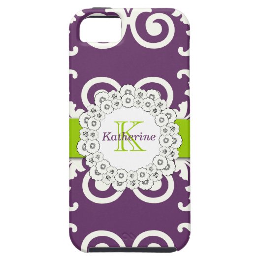 Coques Case-Mate iPhone Fille Plum Purple Vert Frotles Flore Modèle (Dos)