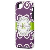 Coques Case-Mate iPhone Fille Plum Purple Vert Frotles Flore Modèle (Dos gauche)