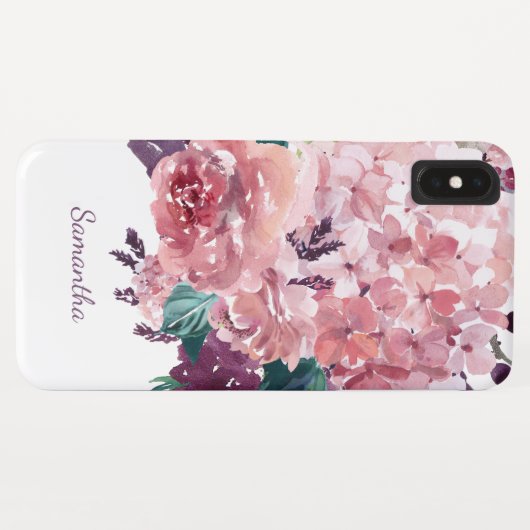 Coques Case-Mate iPhone Fille romantique rose aquarelle Floral (Dos (Horizontal))