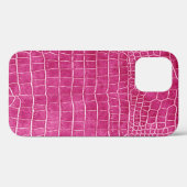 Coques Case-Mate iPhone Fille Rose Chaud Faux Crocodile Cuir (Verso (horizontal))