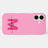 Coques Case-Mate iPhone Fille rose élégant Nom minimal Monogramme (Verso (horizontal))