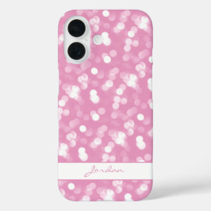 Coques iPhone 16 Fille rose et blanc Parties scintillant étincelant