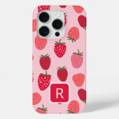 Coques Case-Mate iPhone Fille rose et fraise rouge Motif sans couture (Verso)