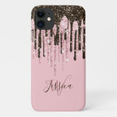 Coques Case-Mate iPhone Fille Rose Femme Bling Black Script Nom (Dos)