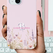 Coques Case-Mate iPhone Fille Rose Fleurs sauvages Nom Monogramme