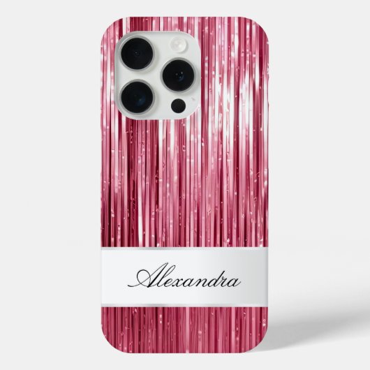 Coques Case-Mate iPhone Fille rose Glam Glitzy Tinsel Stripes (Verso)