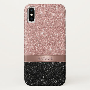 Case-Mate iPhone Case Fille Rose Gold & Black Parties scintillant Nom pe