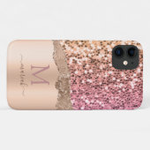 Coques Case-Mate iPhone Fille Rose Or Blush rose Faux Parties scintillant  (Dos (Horizontal))