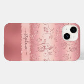 Coques Case-Mate iPhone Fille Rose Or Blush rose Floral Nom (Verso (horizontal))