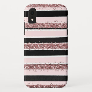 Case-Mate iPhone Case Fille Rose or rose noir Parties scintillant rayure