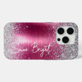 Coques Case-Mate iPhone Fille rose Parties scintillant argent étincelante (Verso (horizontal))
