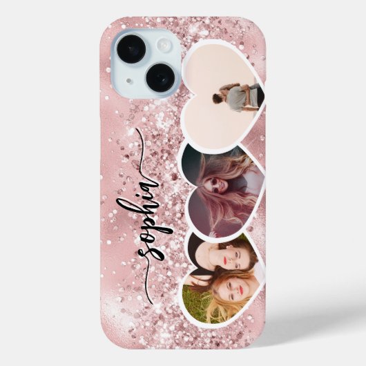 Coques Case-Mate iPhone Fille Rose Parties scintillant or Nom personnalisé (Verso)