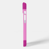 Coques Case-Mate iPhone Fille rose parties scintillant zigzag, monogramme (Verso / Gauche)